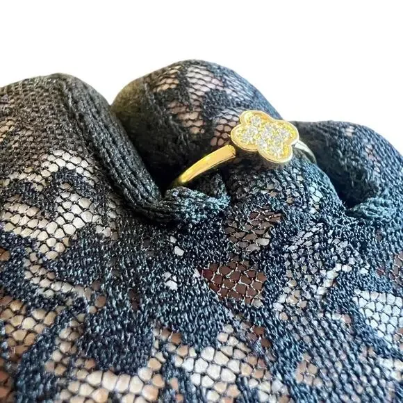 **SOLD** EFFY ENY Women's 14K Yellow Goldplated Sterling Silver Diamond Floral - Picture 4 of 11